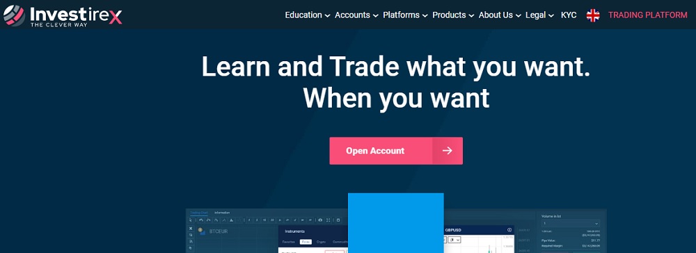 Investirex trading homepage