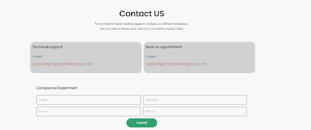 Crypto Chain Group contacts